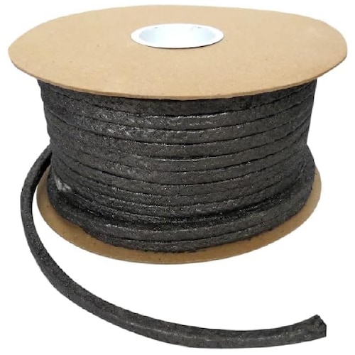 Empaque Grafitado Embalaje de compresión Trenzado normal/ fabricado de hilo de asbesto blanco integramente impregnado con lubricante de petrolato y grafito Grosor 22.2 mm Largo aprox 5.8 metros 5 Kg