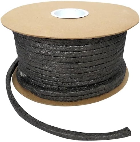 Empaque Grafitado Embalaje de compresión Trenzado normal/ fabricado de hilo de asbesto blanco integramente impregnado con lubricante de petrolato y grafito Grosor 22.2 mm Largo aprox 5.8 metros 5 Kg