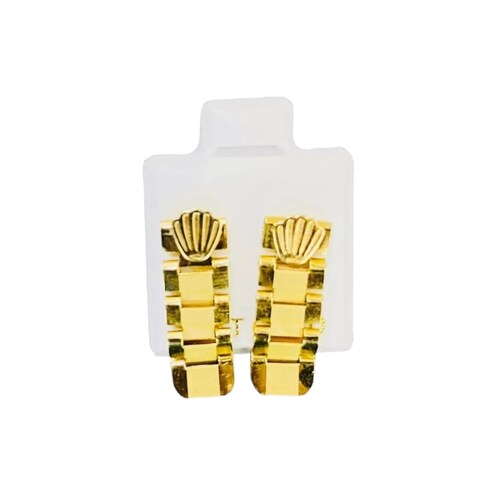 Hermosos Aretes Tipo Baby Rolex 14 Kilates + Obsequio.