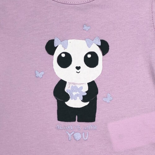 Playera Panda aLways WITH YOU color lila para bebé niña Losan