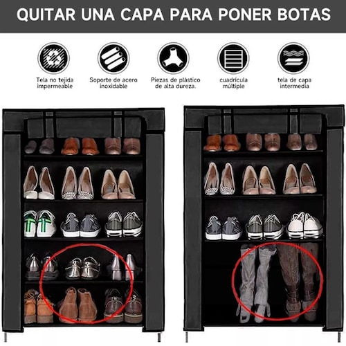 Zapatera De Closet Organizador Zapatos 5 Niveles Marco Metal