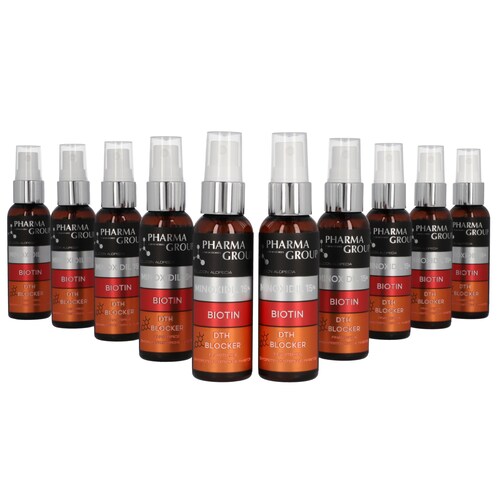 Minoxidil 15% + Finasterida 0.1% + Biotina.  Solución Alopecia 10 meses.