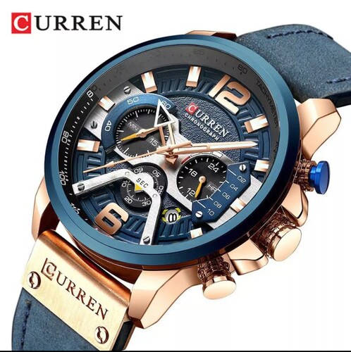 CURREN Reloj analógico con Aleación de metal y cuero