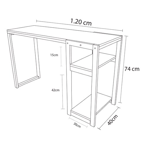 Escritorio de madera sencillo Hogare, Cubierta Fabricada en melamina, y estructura de madera estufada de primera calidad