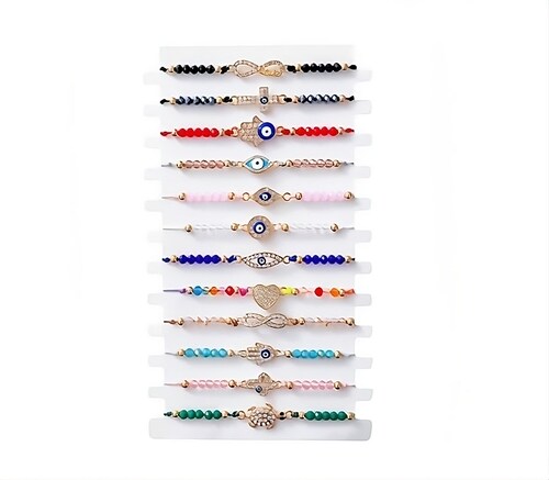 12 Bisuteria Para Pulseras Mal De Ojo Suerte Ajustable