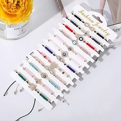 12 Bisuteria Para Pulseras Mal De Ojo Suerte Ajustable