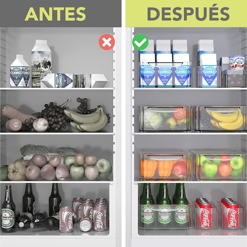 Juego de 10 Organizadores para almacenamiento de alimentos con tapa. Libres de BPA  ideales para refrigerador, alacena, despensas, armarios y encimeras..