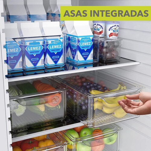 Juego de 10 Organizadores para almacenamiento de alimentos con tapa. Libres de BPA  ideales para refrigerador, alacena, despensas, armarios y encimeras..