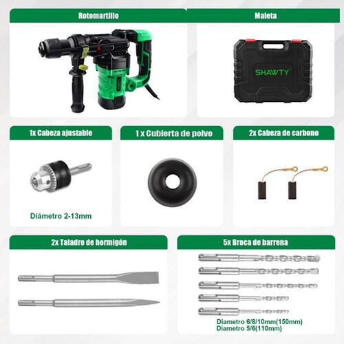 Rotomartillo Concelador Shawty Perforador Sds-plus 1600w.
