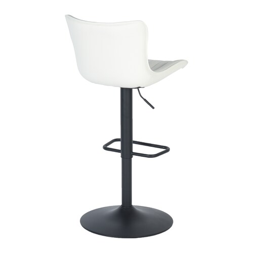 Banco Taburete Helen Base Negra con Blanco - Set 2 Piezas- Grupo Microtec Ajustable Giratorio Bar Piel PU Blanca