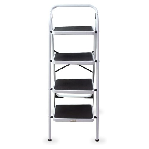 Escalera Tubular Plegable de Acero Certificado EN 131 Patas antiderrapantes Ideal para uso doméstico o usarse en trabajos profesionales 4 Escalones