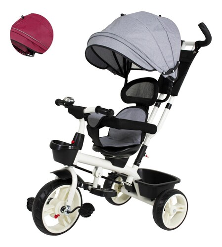 Triciclo Bicicleta Carriola Paseo Bebes 2-6 Años Asiento 360 grados Color Gris