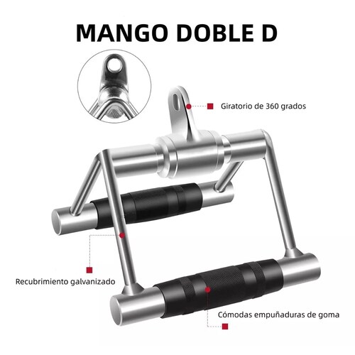 Maneral Agarradera Jaladera Doble D Polea Gym Con Protector