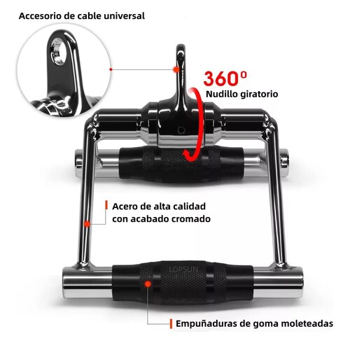 Maneral Agarradera Jaladera Doble D Polea Gym Con Protector