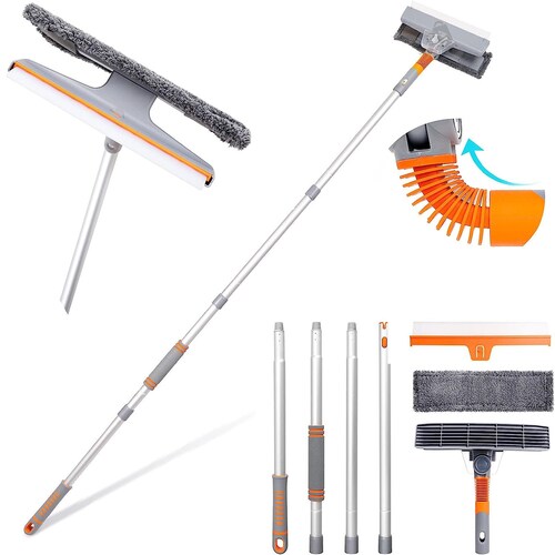 Kit Limpiador de Ventanas y Vidrios Extensible Giratorio.