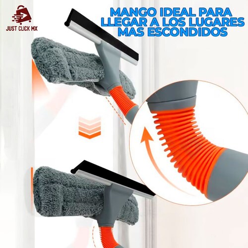 Kit Limpiador de Ventanas y Vidrios Extensible Giratorio.