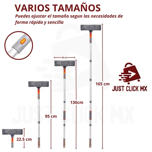 Kit Limpiador de Ventanas y Vidrios Extensible Giratorio.