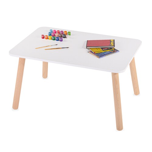 Mesa rectangular amplia blanca para pintar o actividades infantiles