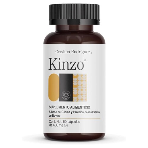 CRISTINA RODRIGUEZ Kinzo Suplemento Alimenticio 60 Cápsulas 600mg Sin Gluten Glicina Proteina Deshidratada de Bovino 