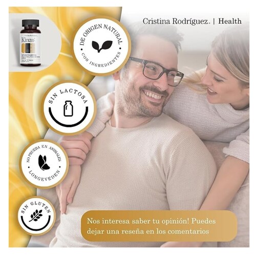 CRISTINA RODRIGUEZ Kinzo Suplemento Alimenticio 60 Cápsulas 600mg Sin Gluten Glicina Proteina Deshidratada de Bovino 