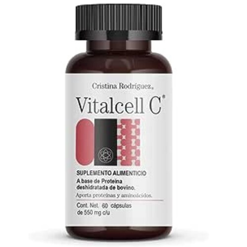 CRISTINA RODRIGUEZ Vitalcell C Suplemento Alimenticio 60 Cápsulas 550mg Antioxidante a Base de Proteina Deshidratada de Bovino 