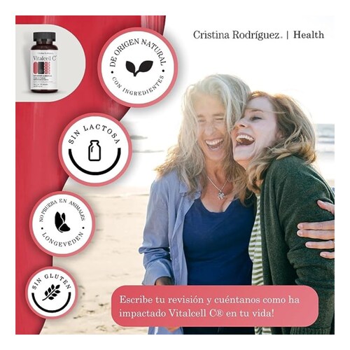 CRISTINA RODRIGUEZ Vitalcell C Suplemento Alimenticio 60 Cápsulas 550mg Antioxidante a Base de Proteina Deshidratada de Bovino 