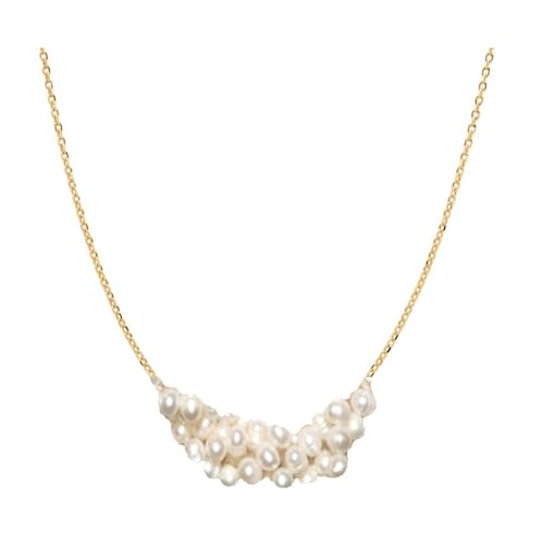 Collar y Arrancadas Chapa De Oro Perla Natural Cultivada A072