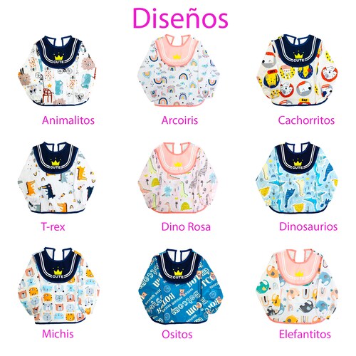 Baberos Tela Impermebles Pana Manga Larga Niños Ecobaby Original.