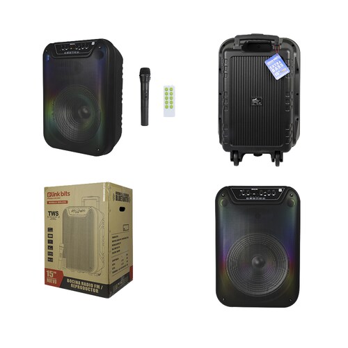Bocina 15" Recargable LinkBits Luces RGB Con Control y Micrófono