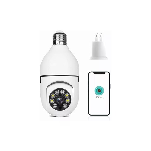 Cámara De Seguridad Foco Hd 1080p Wifi Exterior/interior360º 