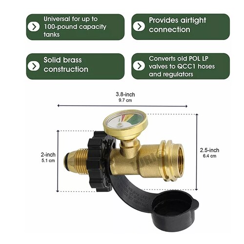 Medidor Adaptador Manómetro Para Tanque De Gas Lp