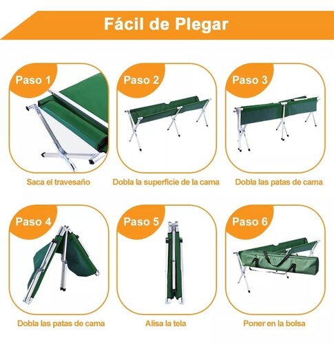 Catre Plegable Acampar Campismo Portatil 190 X 62 X 42 Cm