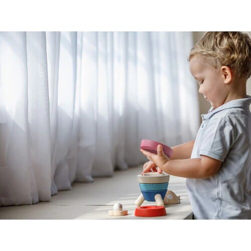 Stacking Rocket Plan Toys juguete didáctico de madera multicolor