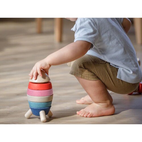Stacking Rocket Plan Toys juguete didáctico de madera multicolor