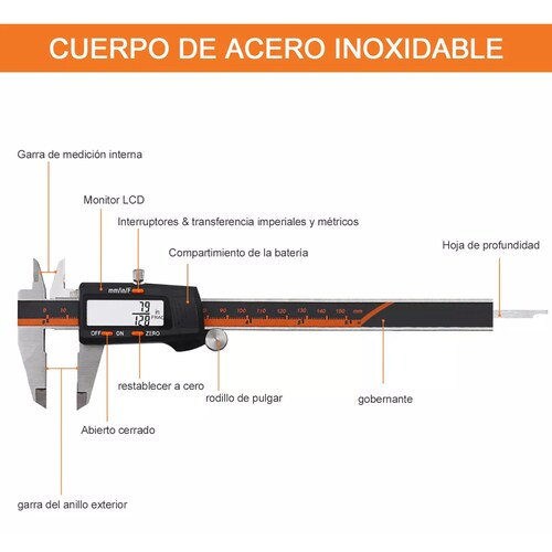 Calibrador Vernier Digital Uso Industrial Todo Metal 0.01mm