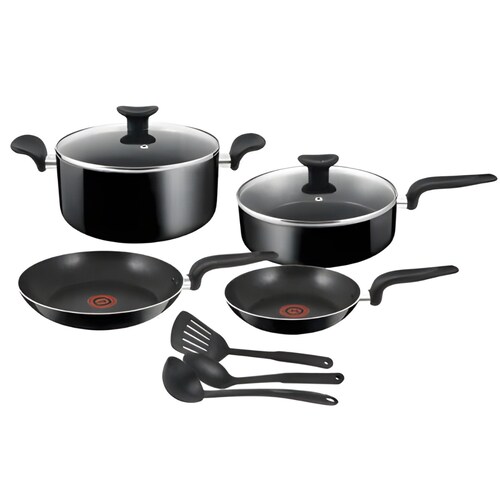 Batería de Cocina T-FAL Easy Care Mod B048S884T Negra 9 pzas
