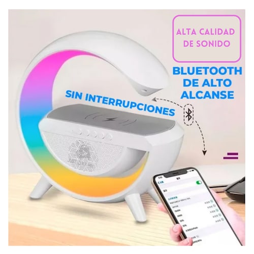 Bocina Bluetooth con cargador inalámbrico y Lámpara diferentes tonos