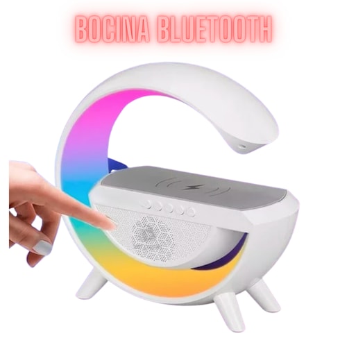 Bocina Bluetooth con cargador inalámbrico y Lámpara diferentes tonos
