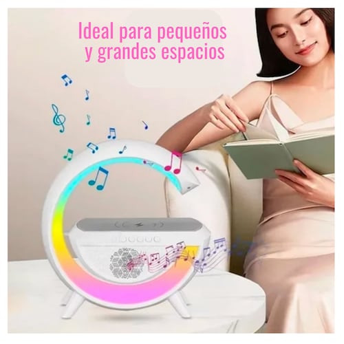 Bocina Bluetooth con cargador inalámbrico y Lámpara diferentes tonos