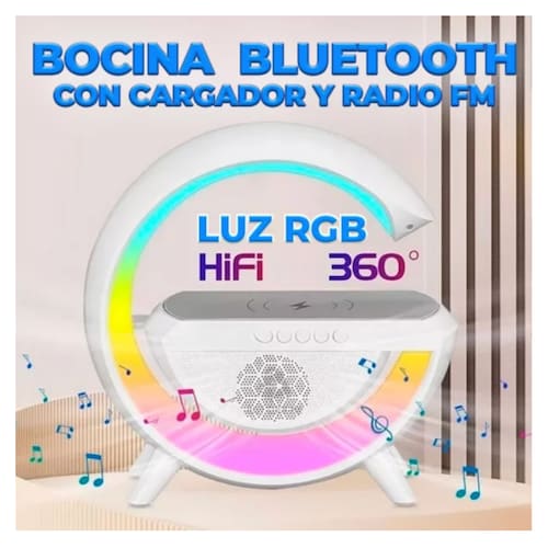 Bocina Bluetooth con cargador inalámbrico y Lámpara diferentes tonos