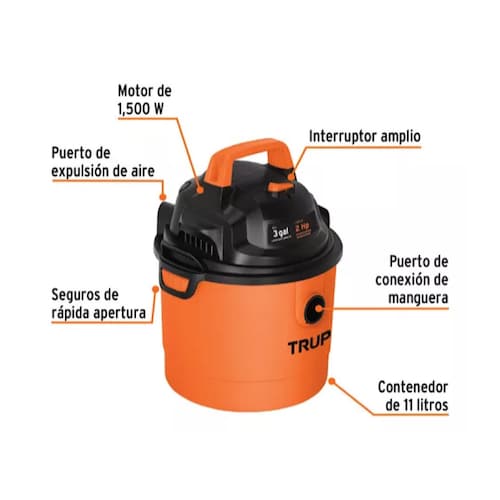 Aspiradora Seco-mojado 3 Gal Truper Asp-03 127 V.