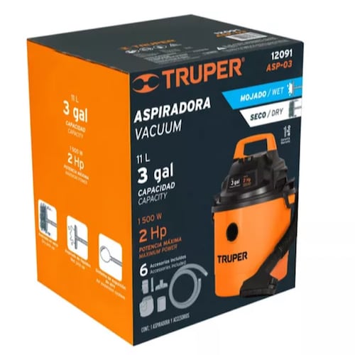 Aspiradora Seco-mojado 3 Gal Truper Asp-03 127 V.