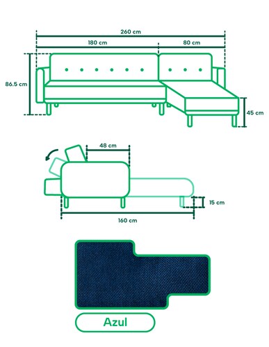 Sala modular Makora Bardo Azul con Tecnología Beehive Airflex Foam