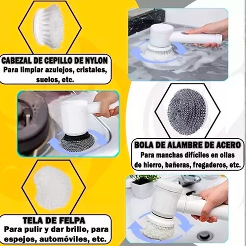 Cepillo De Limpieza Eléctrico Recargable Lava Baños