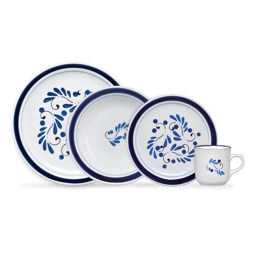 Vajilla de Mesa 16 Pz Cerámica Estilo Talavera Santa Anita