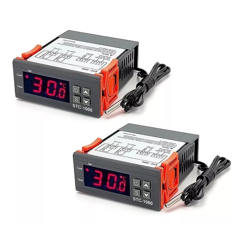Set Controlador De Sensor De Temperatura Digital Stc1000 2 Pcs