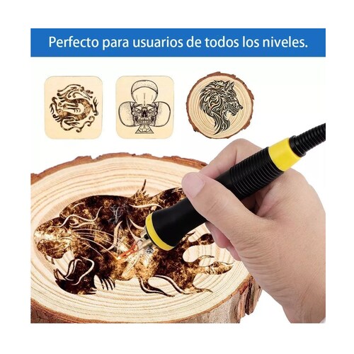 Kit Cautin Pirógrafo Eléctrico Con Temperatura Ajustable 