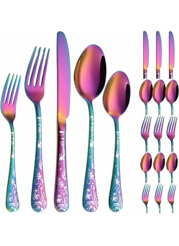 Juego de cubiertos tornasol con diseño 20 piezas 