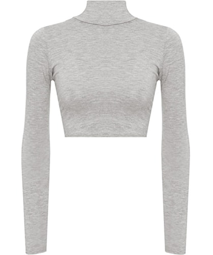 Blusa top de moda juvenil justa casual elegante mujer dama xally 14D cuello alto manga larga