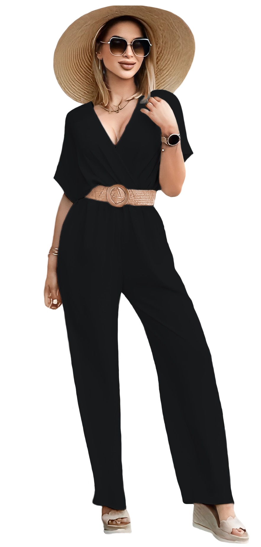 Jumper palazzo enterizo mono jumpsuit cruzado casual elegante